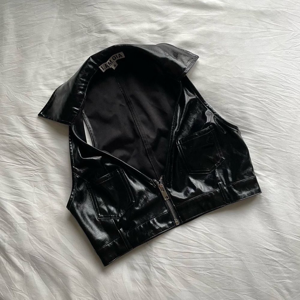 I.AM.GIA Faux Leather Halter Top